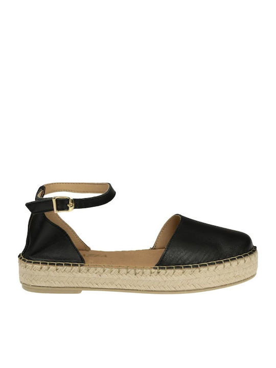 Women's Leather Espadrilles Black