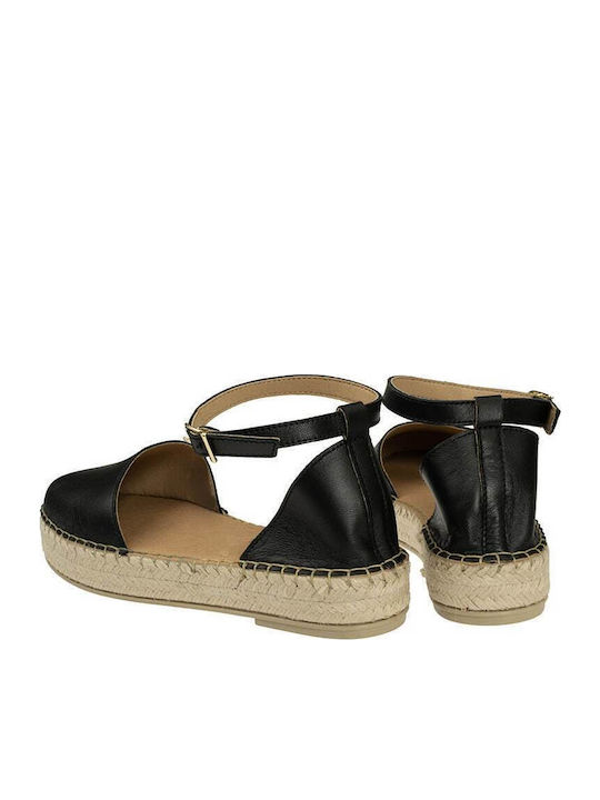 Women's Leather Espadrilles Black