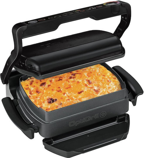 Tefal GC 7148 Tabletop Electric Grill Ribbed Plate 2000W Inox with Lid and Adjustable Thermostat 30cmx20cmcm