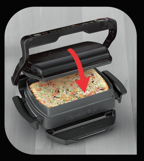 Tefal GC 7148 Tabletop Electric Grill Ribbed Plate 2000W Inox with Lid and Adjustable Thermostat 30cmx20cmcm