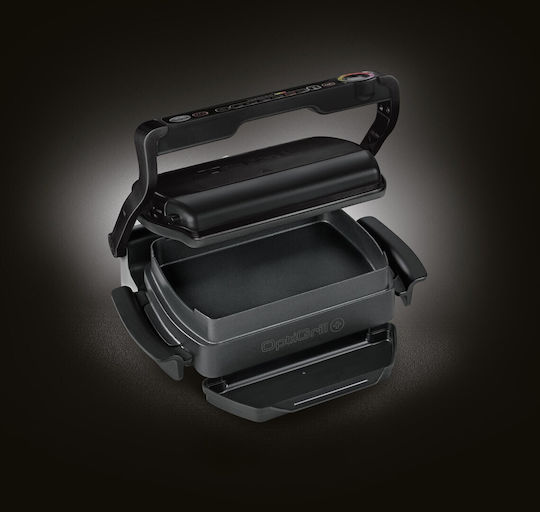 Tefal GC 7148 Tabletop Electric Grill Ribbed Plate 2000W Inox with Lid and Adjustable Thermostat 30cmx20cmcm