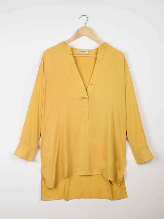 Rock Club Women's Blouse with V Neckline Yellow