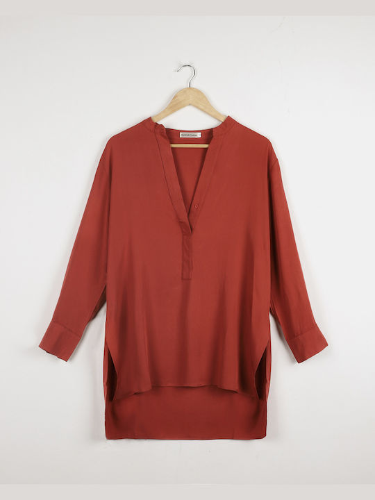 Rock Club Women's Blouse with V Neckline Cinnamon