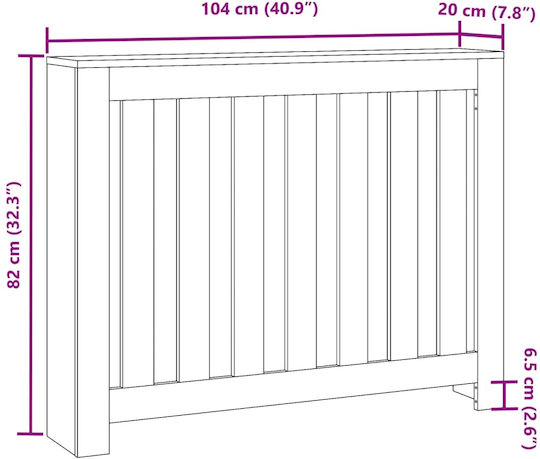 vidaXL Husă Pentru Radiator Din PAL Alb 104x20x82cm