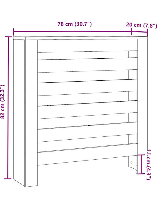 vidaXL Radiator Cover Made of White Particleboard 78x20x82cm