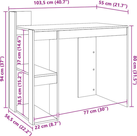 Birou Din Lemn Maro Duhnesc 103.5x56.5x94cm
