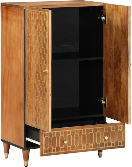 Floor-standing Living Room Display Cabinet made of Wood with Glass Solid Mango Wood 60x33x100cm