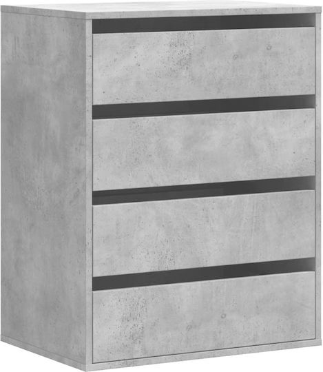 Wooden Chest of Drawers with 4 Drawers Grey 60x41x76cm