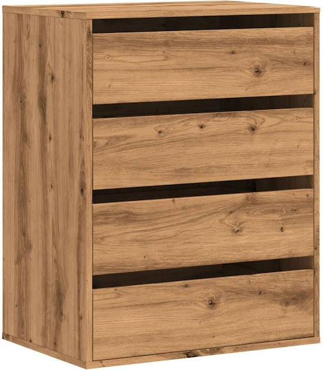 Wooden Chest of Drawers with 4 Drawers Coffee 60x41x76cm