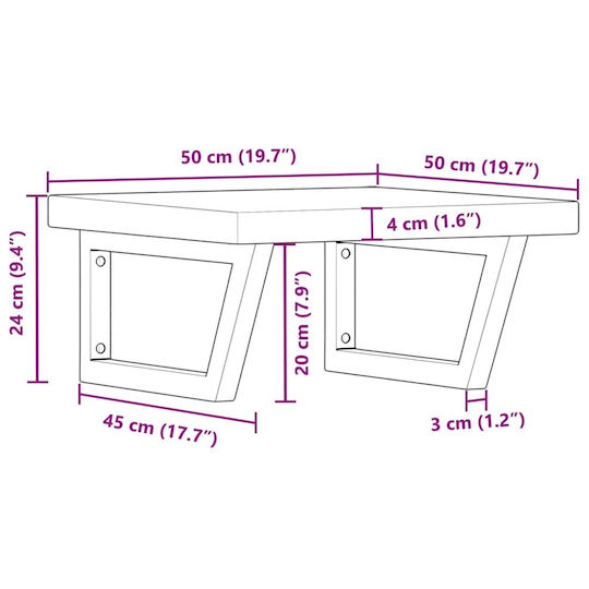 vidaXL Πάγκος χωρίς Νιπτήρα Μ50xΒ50xΥ4cm Καφέ