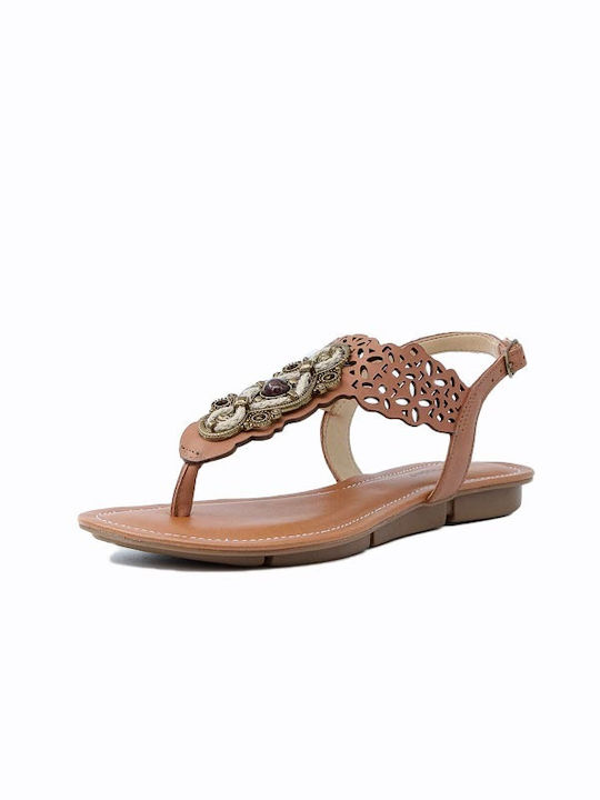 Hush Puppies Leather Women's Flat Sandals in Tabac Brown Color