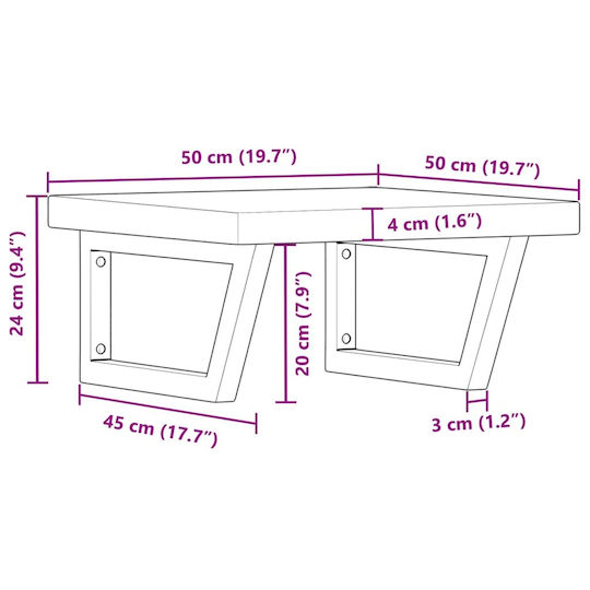 vidaXL Countertop without Sink L50xW50xH4cm Coffee