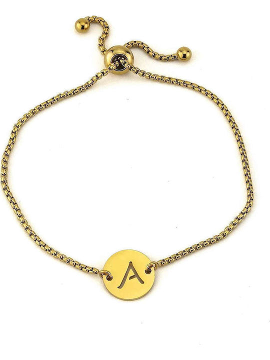 Goldsmith Stainless Steel Βραχιόλι Δίσκος Μονόγραμμα Χρυσό