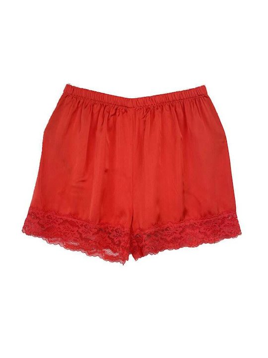 Women's Satin Babydoll Top Shorts Lace Slim Fit Coral