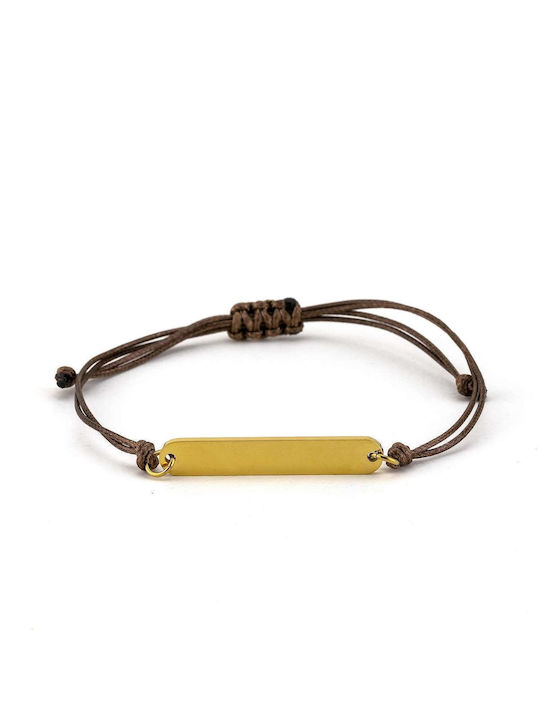 Goldsmith Brown Rope Bracelet with Engravable Stainless Steel Plate