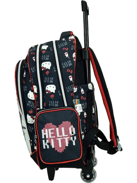Gim Hello Kitty Croche School Bag Trolley Elementary, Elementary Multicolour with Water Bottle Holder 27Liters