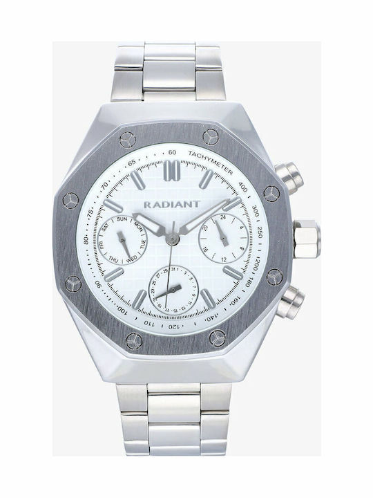 Radiant Ανδρικό Ρολόι 44mm Μπαταρίας με Ασημί Μεταλλικό Μπρασελέ