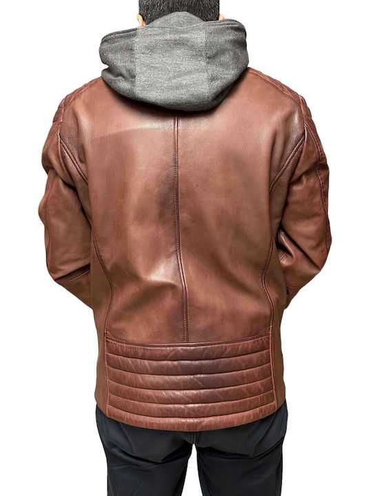 MARKOS LEATHER Alwin Men's Leather Biker Jacket Brown