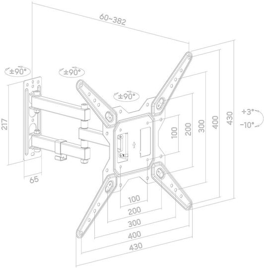 DM Pro DM-2355FD Wall TV Mount with Arm up to 55" and 30kg Black