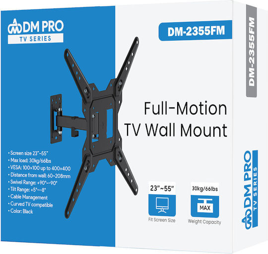 DM Pro DM-2355FM Βάση Τηλεόρασης Τοίχου έως 55" και 30kg Μαύρο