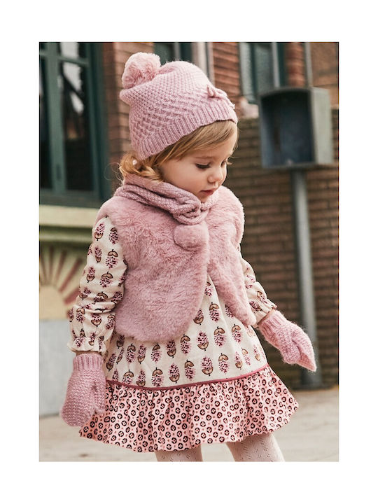 Mayoral Kids Beanie Set with Scarf & Gloves Knitted Pink