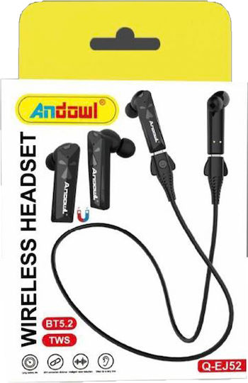 Andowl Q-EJ52 In-ear Bluetooth Handsfree Ακουστικά με Αντοχή στον Ιδρώτα Μαύρα