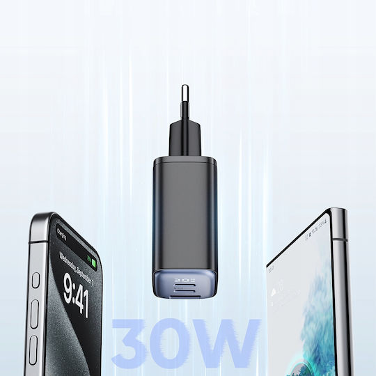 Mcdodo Ladegerät ohne Kabel GaN mit USB-A Anschluss und 2 USB-C Anschlüsse 30W Stromlieferung Schwarzs (CH-2180)