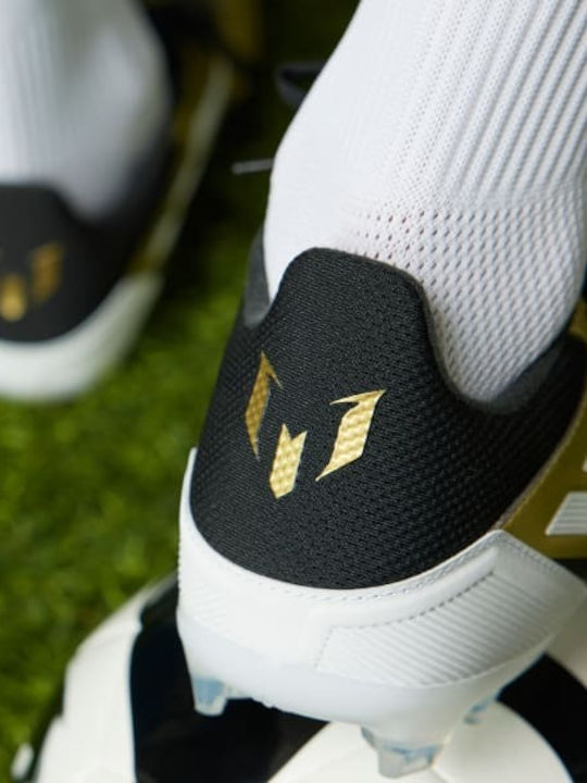 adidas F50 League Messi Football Shoes with Cleats Gold Metallic / Cloud White / Core Black