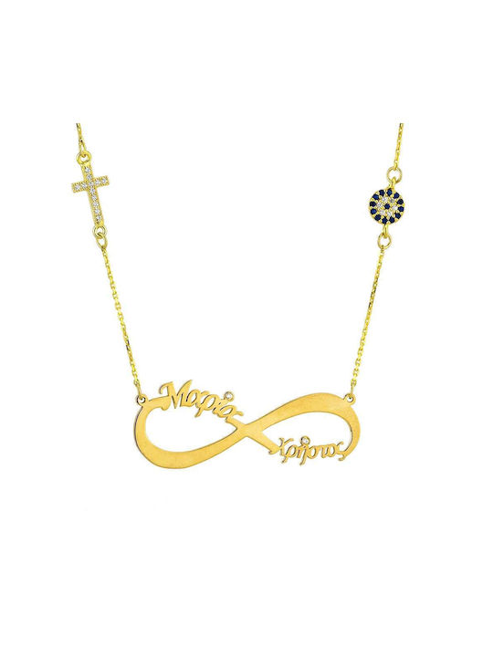 Goldsmith Necklace Name from Gold Plated Silver with Zircon