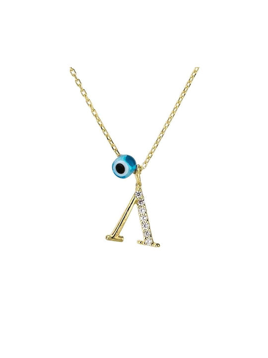 Goldsmith Necklace Monogram from Gold Plated Silver with Zircon