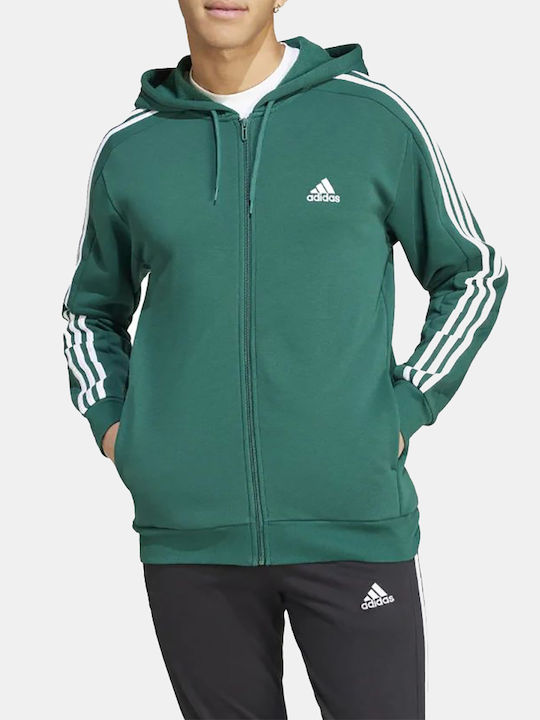 Adidas Men's Sweatshirt Jacket with Hood and Pockets Green