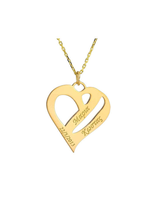 Goldsmith Necklace with design Heart from Pink Gold Plated Silver