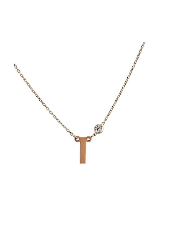 Goldsmith Necklace Monogram from Pink Gold Plated Silver with Zircon