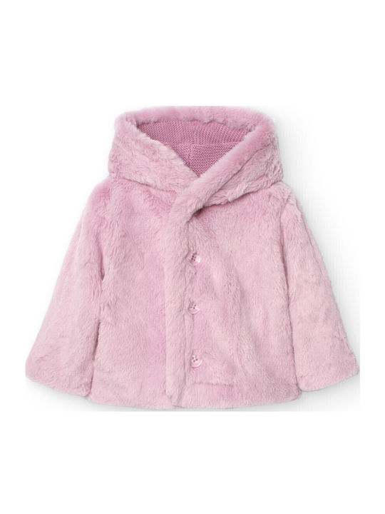 Kinderstrickjacke Gestrickt mit Kapuze Rosa