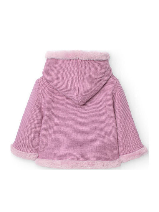 Kinderstrickjacke Gestrickt mit Kapuze Rosa