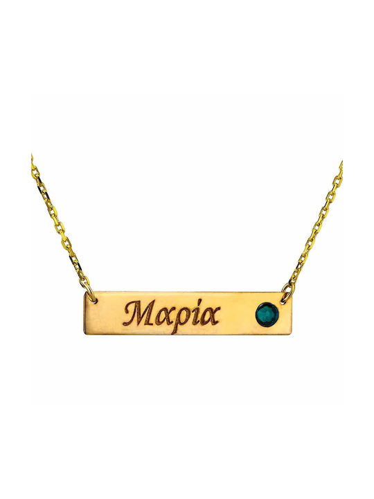 Goldsmith Necklace Name from Gold Plated Silver with Zircon