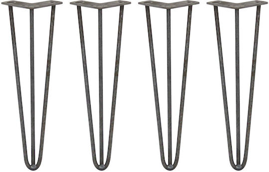 4 X 16" Picioare de mobilier cu 3 brațe de 10 mm din oțel brut