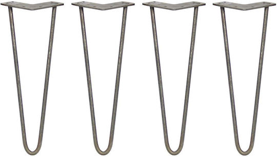 4 x 14 Inch Hairpin Furniture Legs 2 Prong 10mm Raw Steel