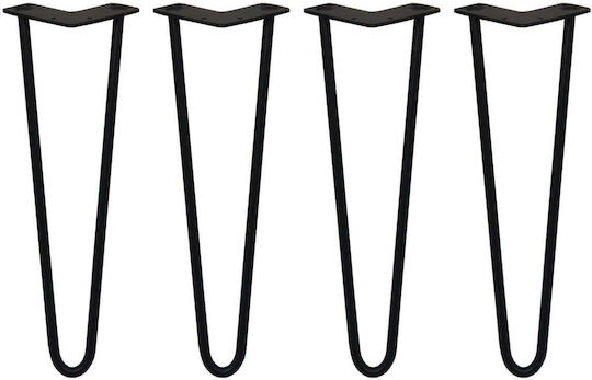 4 X 16" Haarnadelbeine 2 Zinken 12mm Schwarz