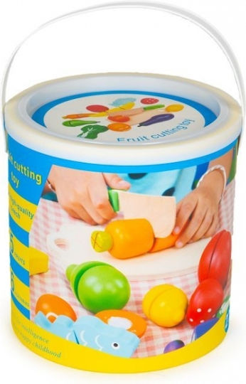 Ecotoys Joc cu fructe și legume din lemn 13buc