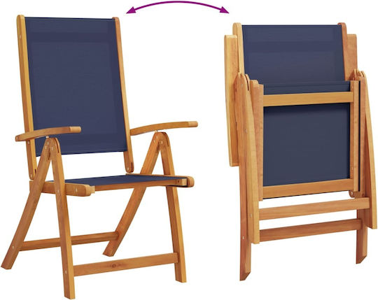 Garten- und Outdoor-Möbelset für Speisesaal 9 Stück Blau mit Sonnenschirmhalter