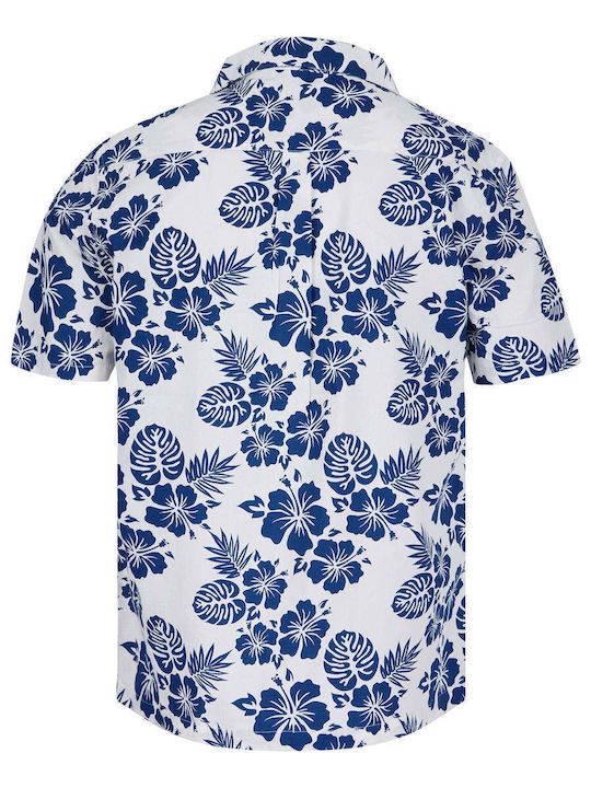 Tokyo Laundry Men's Shirt Short Sleeve Cotton Floral Bright White