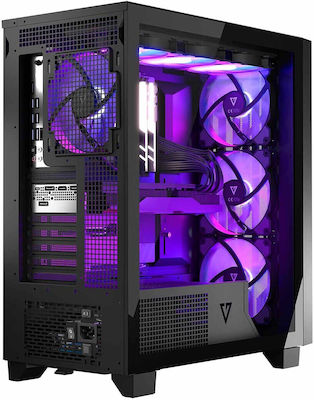 Modecom Gaming Midi Tower Computer Case with Window Panel and RGB Lighting Black