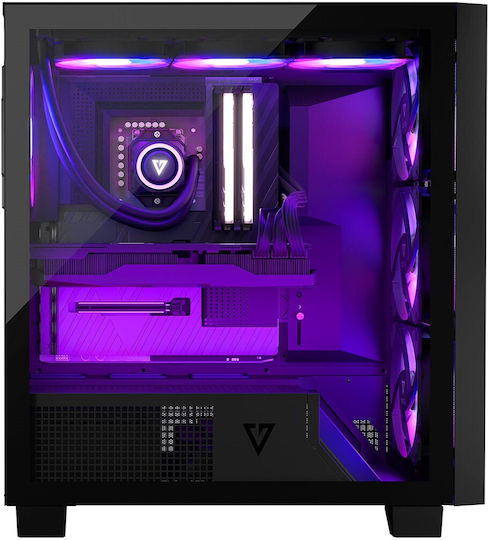 Modecom Volcano Perun Apex Gaming Midi Tower Κουτί Υπολογιστή με Πλαϊνό Παράθυρο και RGB Φωτισμό Μαύρο