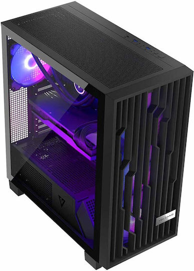 Modecom Volcano Perun Apex Gaming Midi Tower Κουτί Υπολογιστή με Πλαϊνό Παράθυρο και RGB Φωτισμό Μαύρο