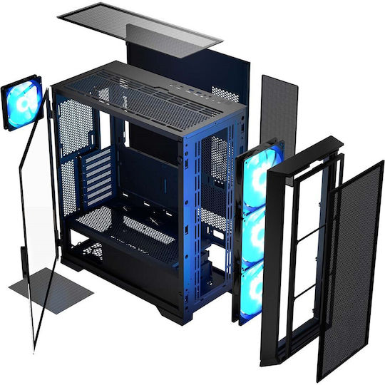 Modecom Horizon Flow Геймърско Midi Tower Компютърна Кутия със Страничен Прозорец и RGB Осветление Черна