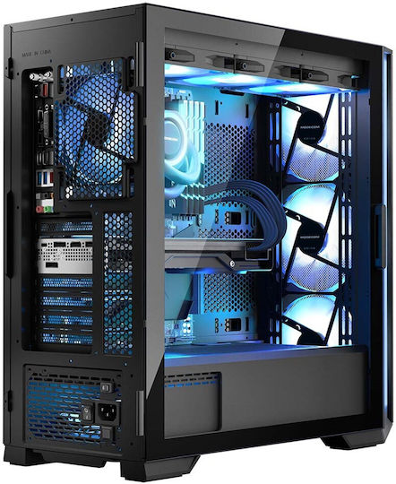 Modecom Horizon Flow Геймърско Midi Tower Компютърна Кутия със Страничен Прозорец и RGB Осветление Черна