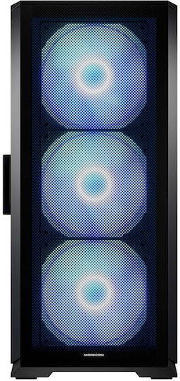 Modecom Horizon Flow Геймърско Midi Tower Компютърна Кутия със Страничен Прозорец и RGB Осветление Черна
