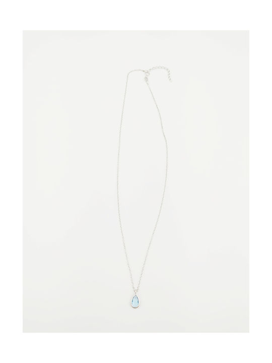 Necklace Silver 925 Synthetic Stone Topaz