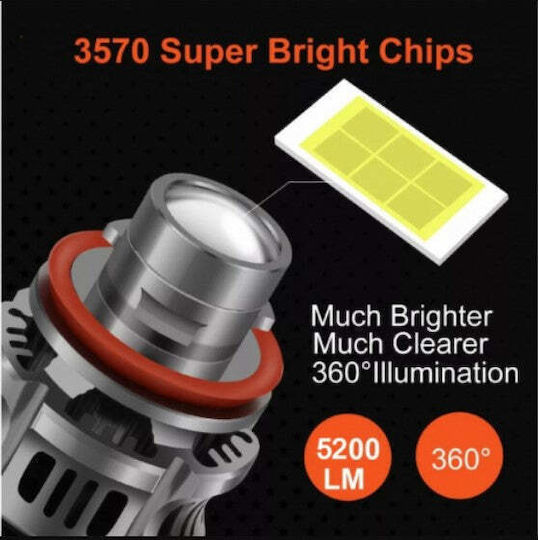 Lămpi Autoturismului H11 LED 6000K Alb rece 12V 100W 2buc
